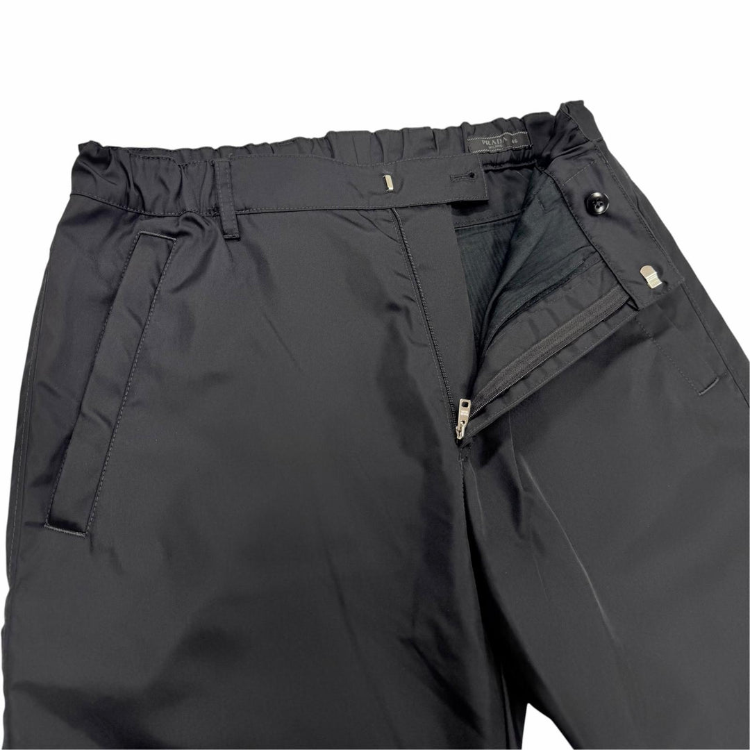 Great PRADA Pants triangle logo triangle plate black recycled mens 46 SPH66