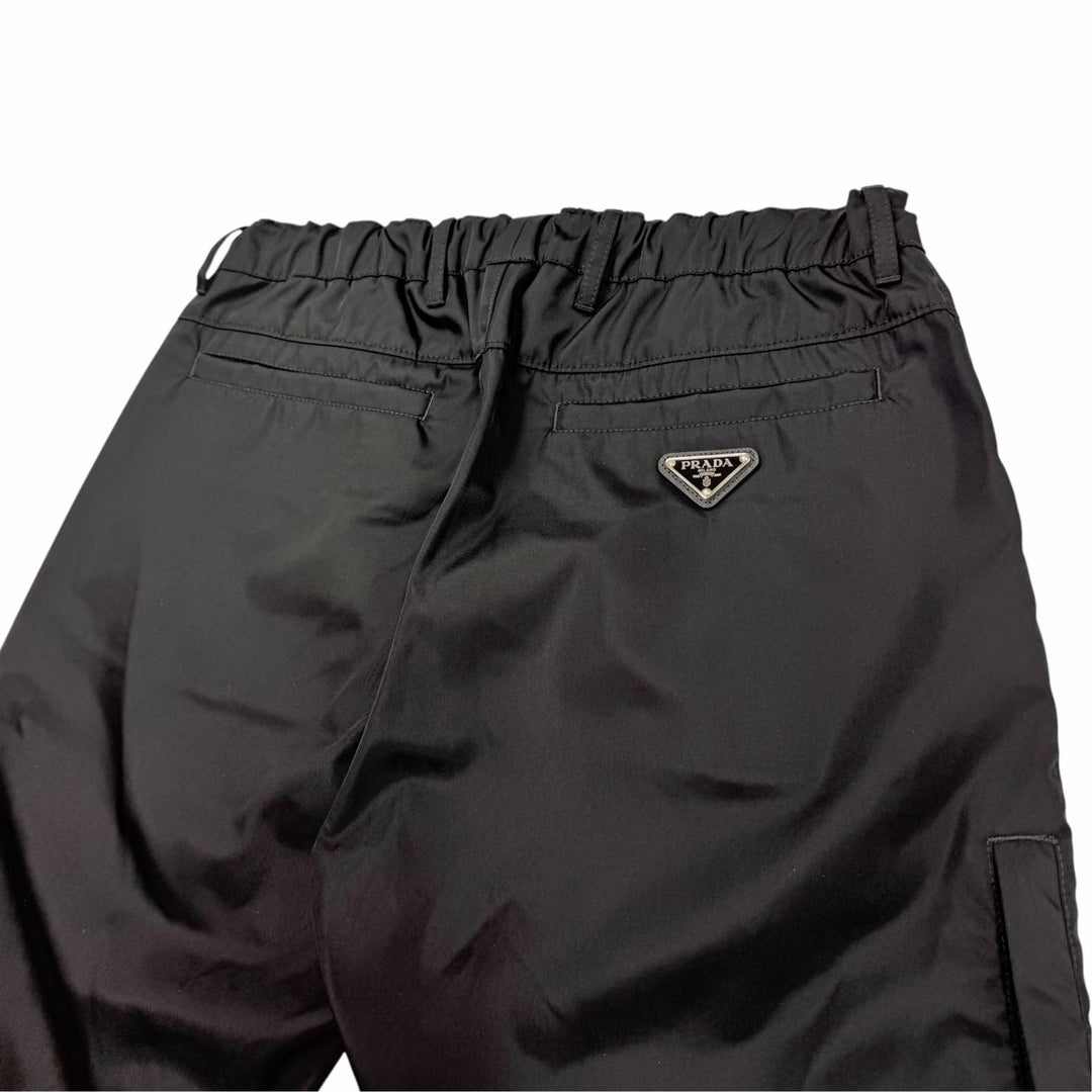 Great PRADA Pants triangle logo triangle plate black recycled mens 46 SPH66