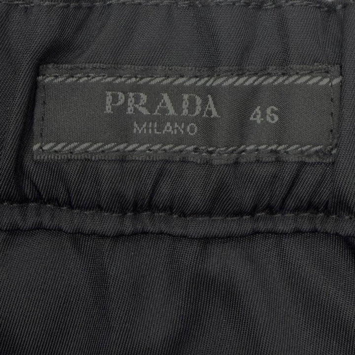 Great PRADA Pants triangle logo triangle plate black recycled mens 46 SPH66