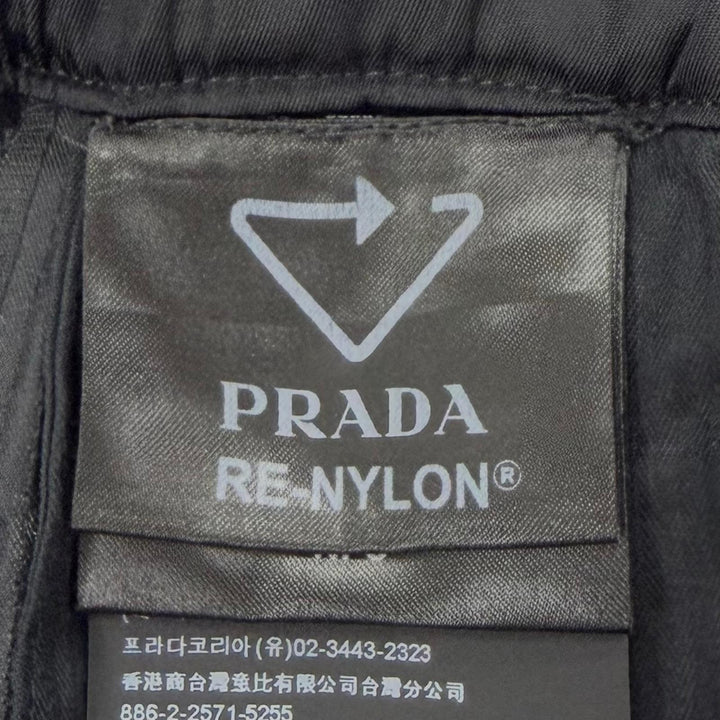 Great PRADA Pants triangle logo triangle plate black recycled mens 46 SPH66