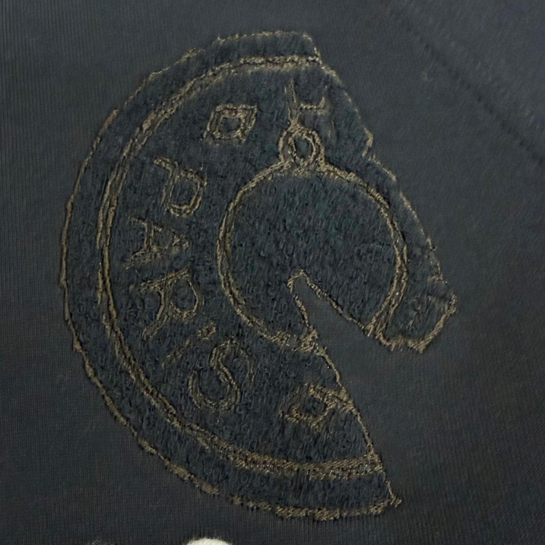 Excellent HERMES Blouson Sellier Button Crude Cell Patch Varsity Jacket Navy