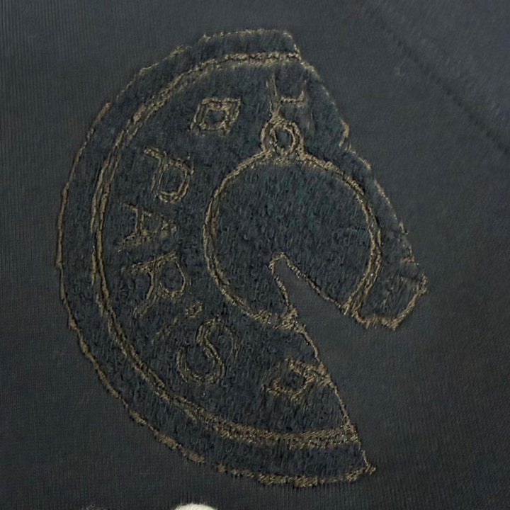 Excellent HERMES Blouson Sellier Button Crude Cell Patch Varsity Jacket Navy