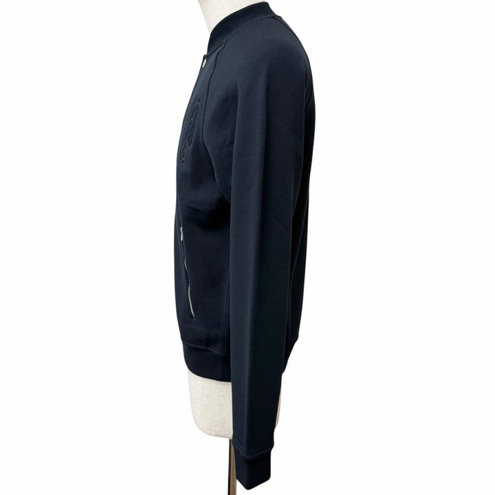 Excellent HERMES Blouson Sellier Button Crude Cell Patch Varsity Jacket Navy