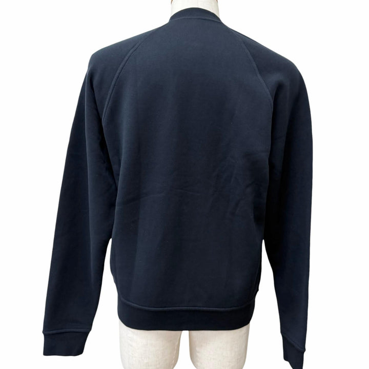 Excellent HERMES Blouson Sellier Button Crude Cell Patch Varsity Jacket Navy