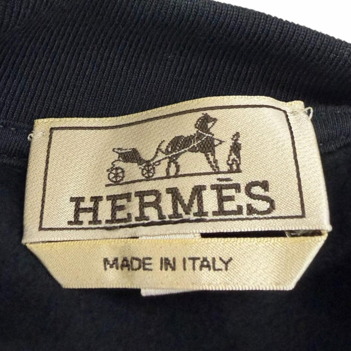Excellent HERMES Blouson Sellier Button Crude Cell Patch Varsity Jacket Navy
