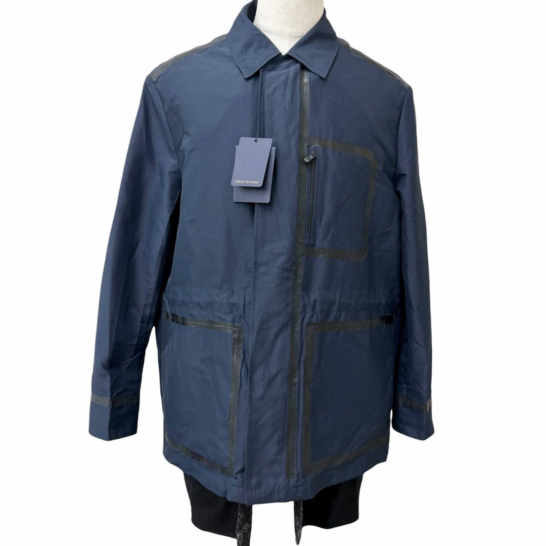 Pristine LOUIS VUITTON coat Monogram-lined LV print blouson Navy