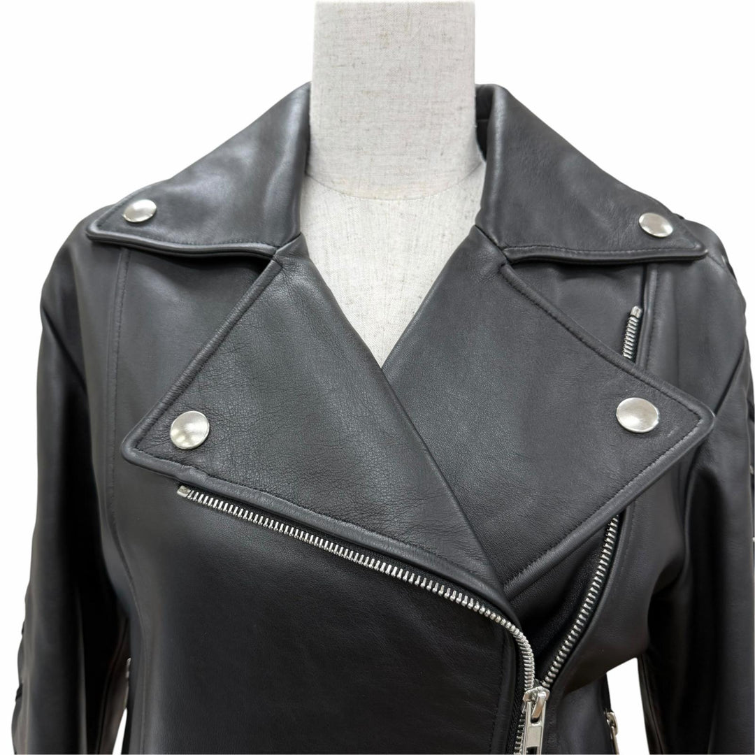Great JEAN-PAUL GAULTIER Leather jacket Lace-up leather double black IT 38