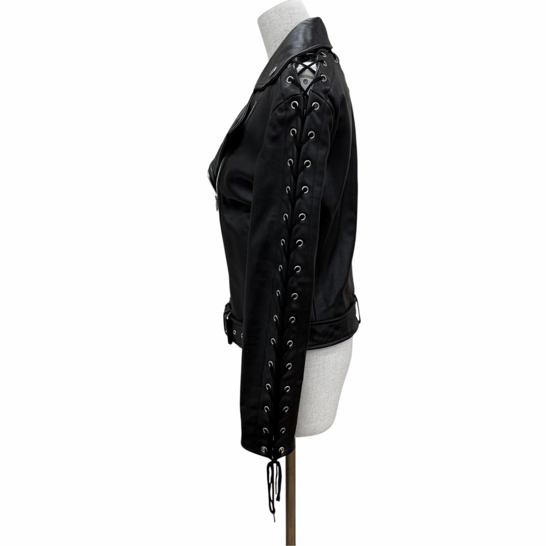 Great JEAN-PAUL GAULTIER Leather jacket Lace-up leather double black IT 38
