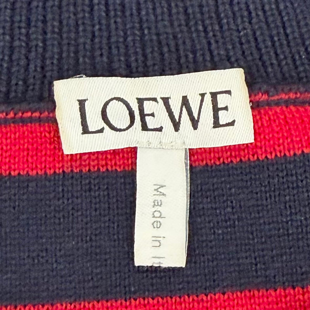 Great LOEWE knit Anagram Embossed Border Cropped Navy wool Women XS S359Y14KF4