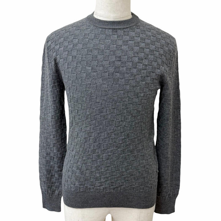 Great LOUIS VUITTON sweater Damier with logo gray wool mens S