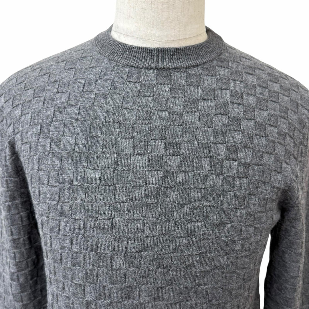 Great LOUIS VUITTON sweater Damier with logo gray wool mens S