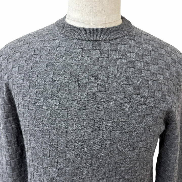 Great LOUIS VUITTON sweater Damier with logo gray wool mens S