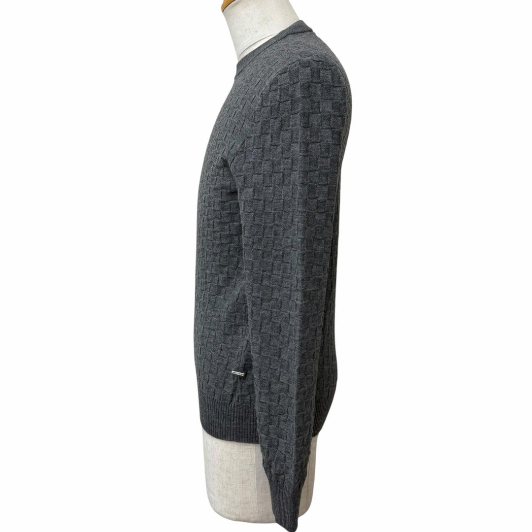 Great LOUIS VUITTON sweater Damier with logo gray wool mens S