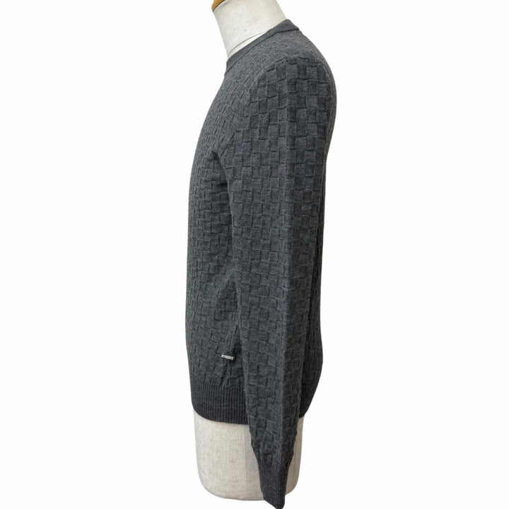 Great LOUIS VUITTON sweater Damier with logo gray wool mens S
