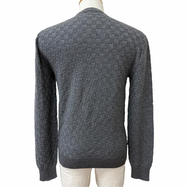 Great LOUIS VUITTON sweater Damier with logo gray wool mens S