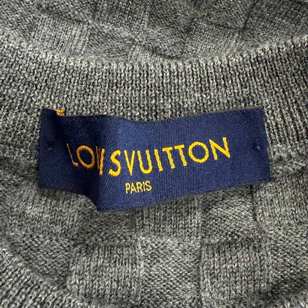 Great LOUIS VUITTON sweater Damier with logo gray wool mens S