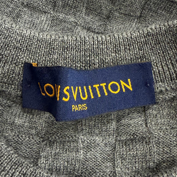 Great LOUIS VUITTON sweater Damier with logo gray wool mens S