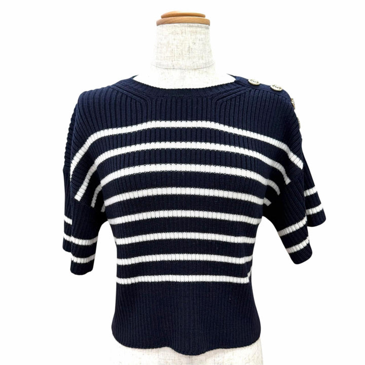 Excellent Christian Dior Short sleeve knit open back with ribbon 38 344S02AM233