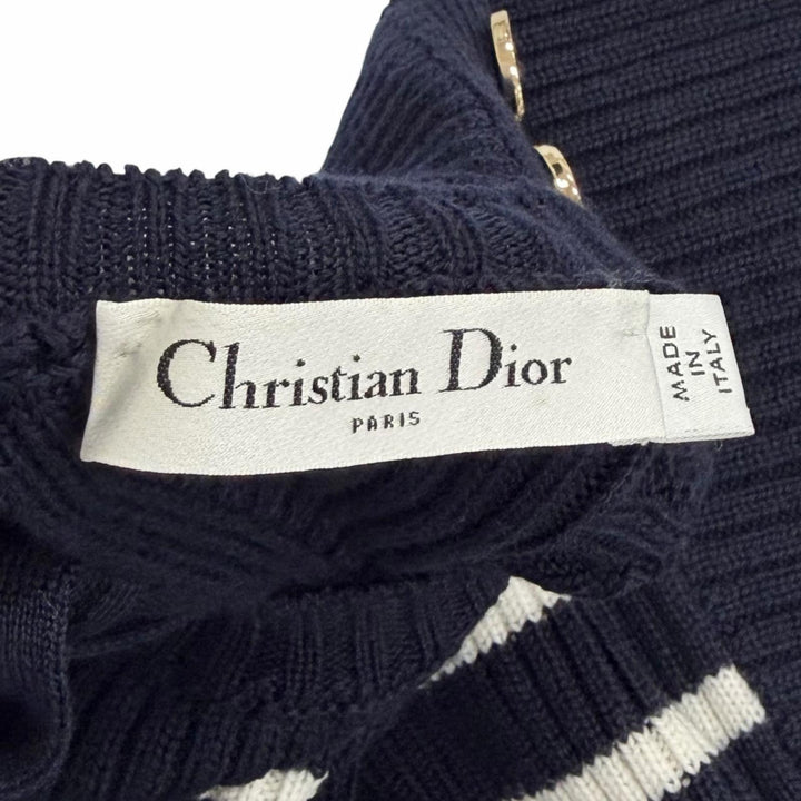 Excellent Christian Dior Short sleeve knit open back with ribbon 38 344S02AM233