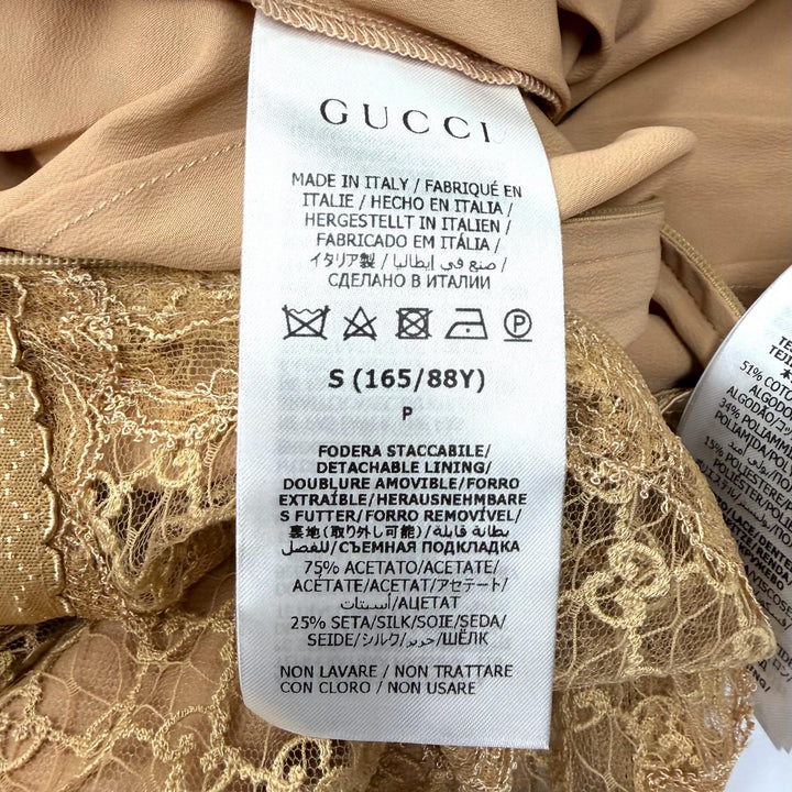 Pristine GUCCI skirt GG all-over print logo lace beige cotton Women S 678193