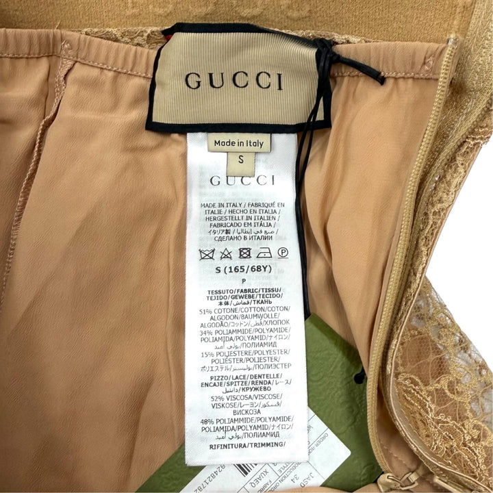 Pristine GUCCI skirt GG all-over print logo lace beige cotton Women S 678193