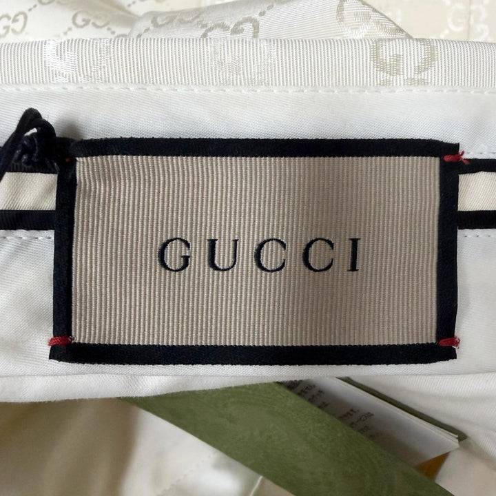 Pristine GUCCI slacks GG logo all-over pattern Ivory cotton mens IT 46 698747