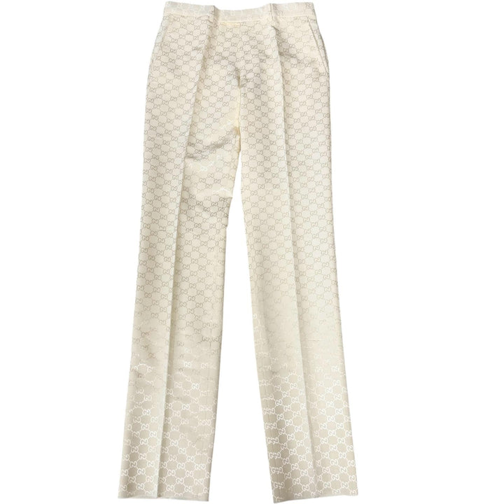 Pristine GUCCI slacks GG logo all-over pattern Ivory cotton mens IT 46 698747