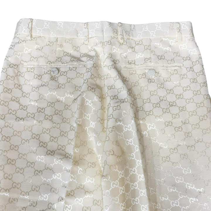 Pristine GUCCI slacks GG logo all-over pattern Ivory cotton mens IT 46 698747