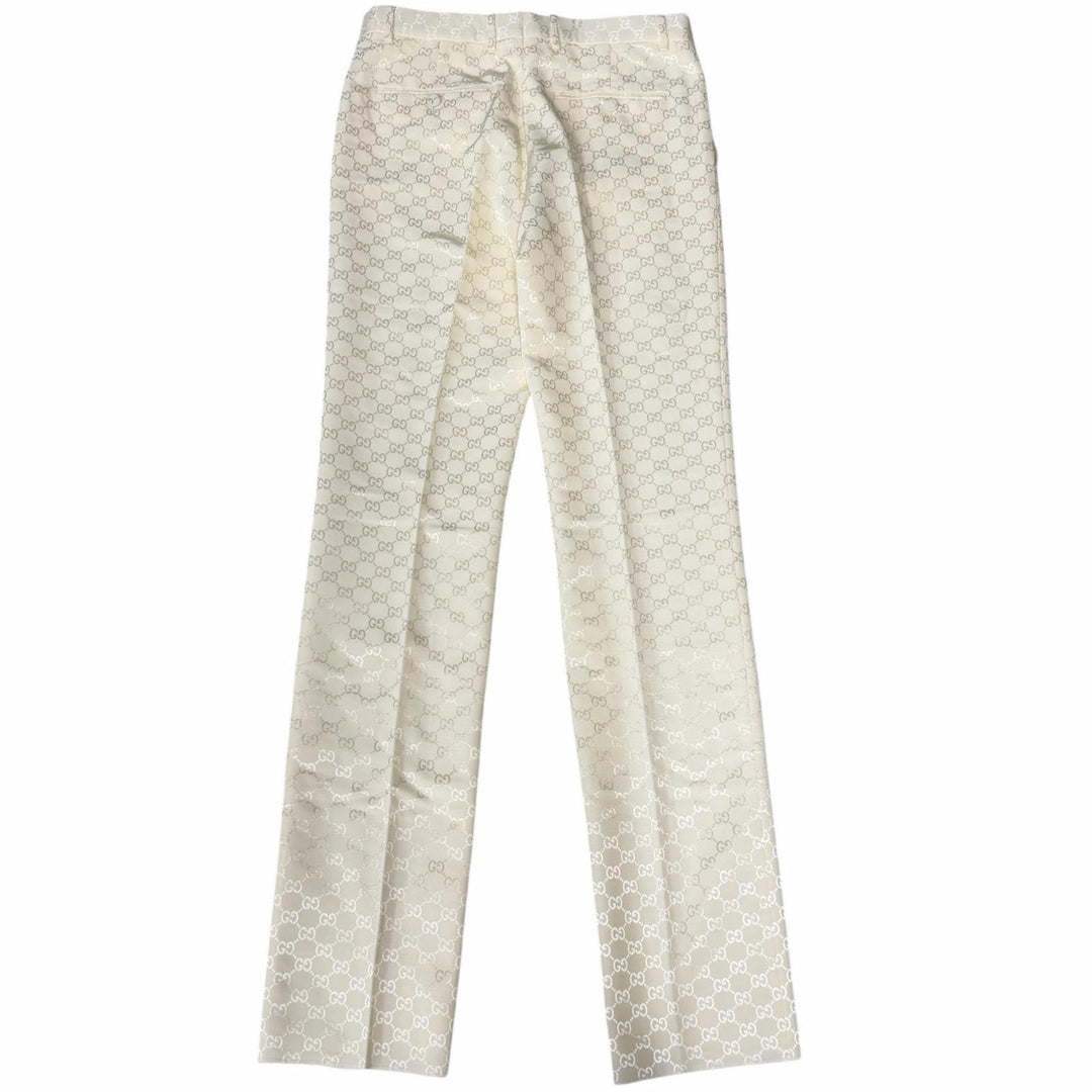 Pristine GUCCI slacks GG logo all-over pattern Ivory cotton mens IT 46 698747