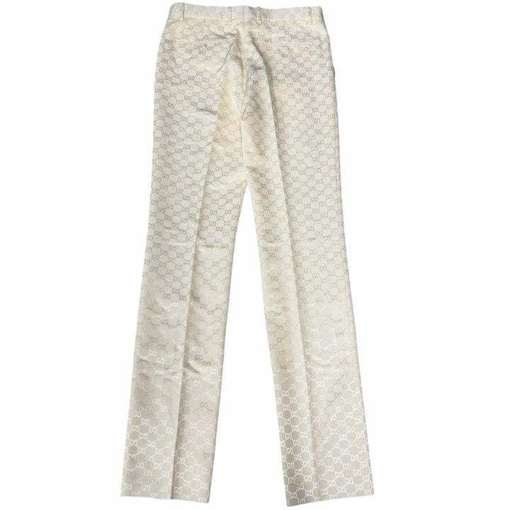 Pristine GUCCI slacks GG logo all-over pattern Ivory cotton mens IT 46 698747