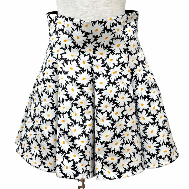 Pristine LOUIS VUITTON Pleated skirt Floral print with logo white silk IT 38