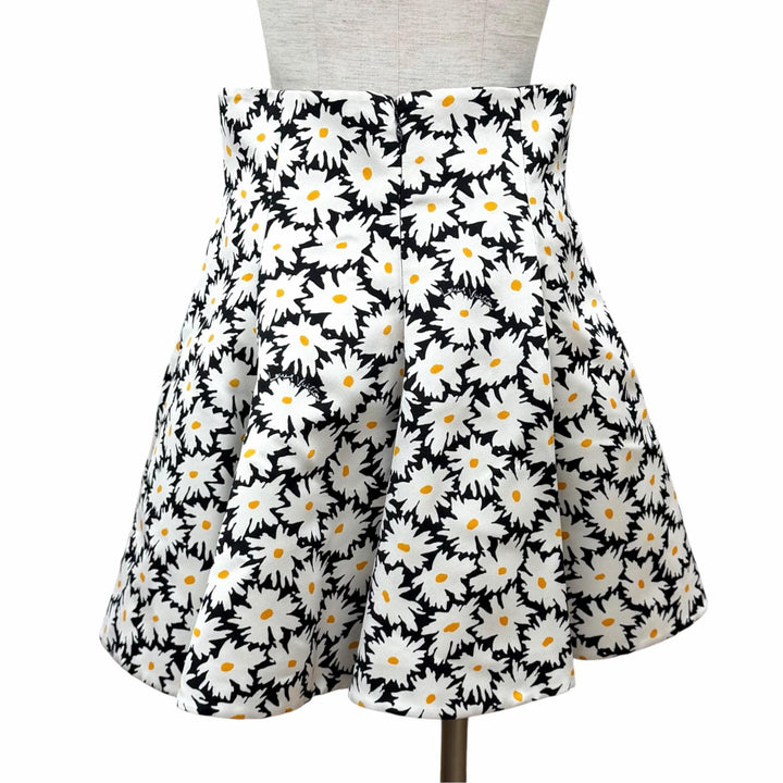 Pristine LOUIS VUITTON Pleated skirt Floral print with logo white silk IT 38