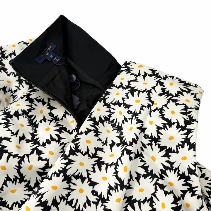 Pristine LOUIS VUITTON Pleated skirt Floral print with logo white silk IT 38