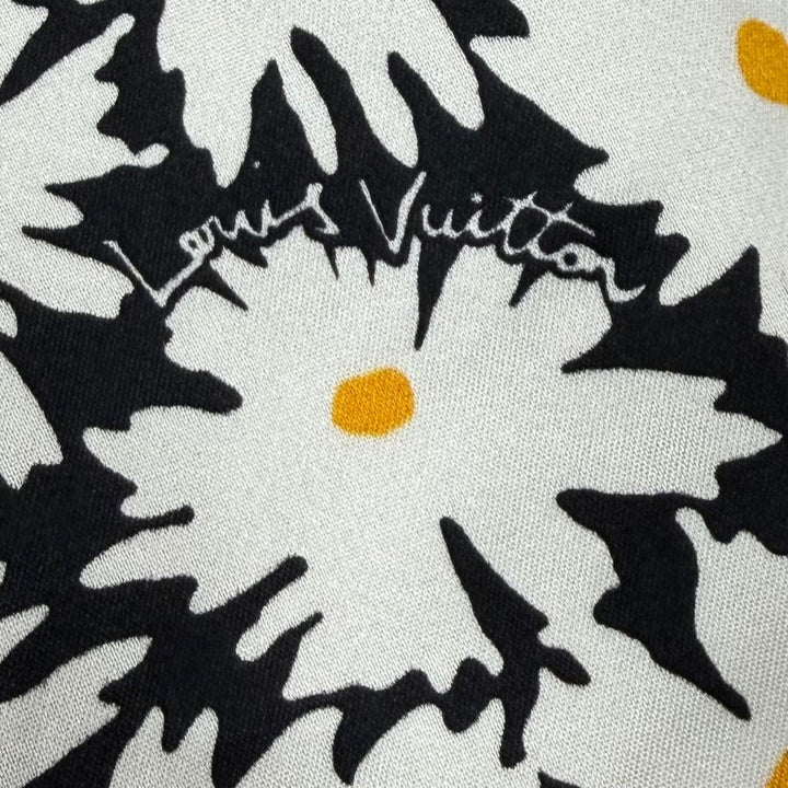 Pristine LOUIS VUITTON Pleated skirt Floral print with logo white silk IT 38