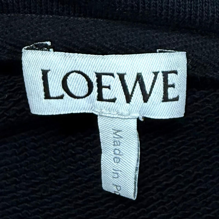 Great LOEWE hoodie Anagram Leather Logo Patch Cropped black cotton S S359Y22X18