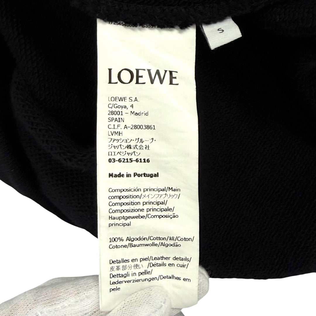 Great LOEWE hoodie Anagram Leather Logo Patch Cropped black cotton S S359Y22X18
