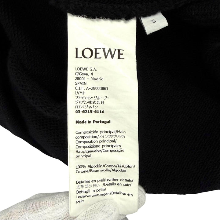 Great LOEWE hoodie Anagram Leather Logo Patch Cropped black cotton S S359Y22X18