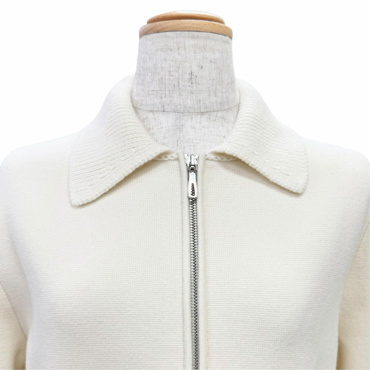 Pristine HERMES Blouson H logo embroidery leather Ivory IT 36 6E2223D3