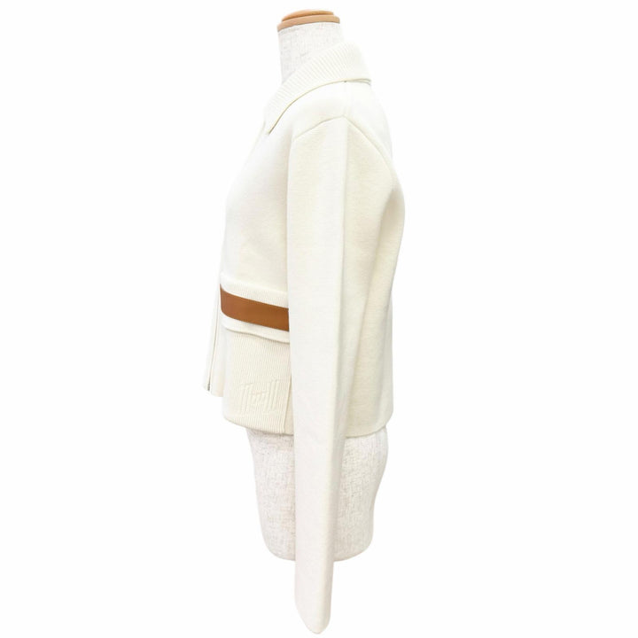 Pristine HERMES Blouson H logo embroidery leather Ivory IT 36 6E2223D3