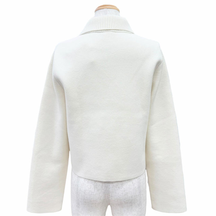 Pristine HERMES Blouson H logo embroidery leather Ivory IT 36 6E2223D3