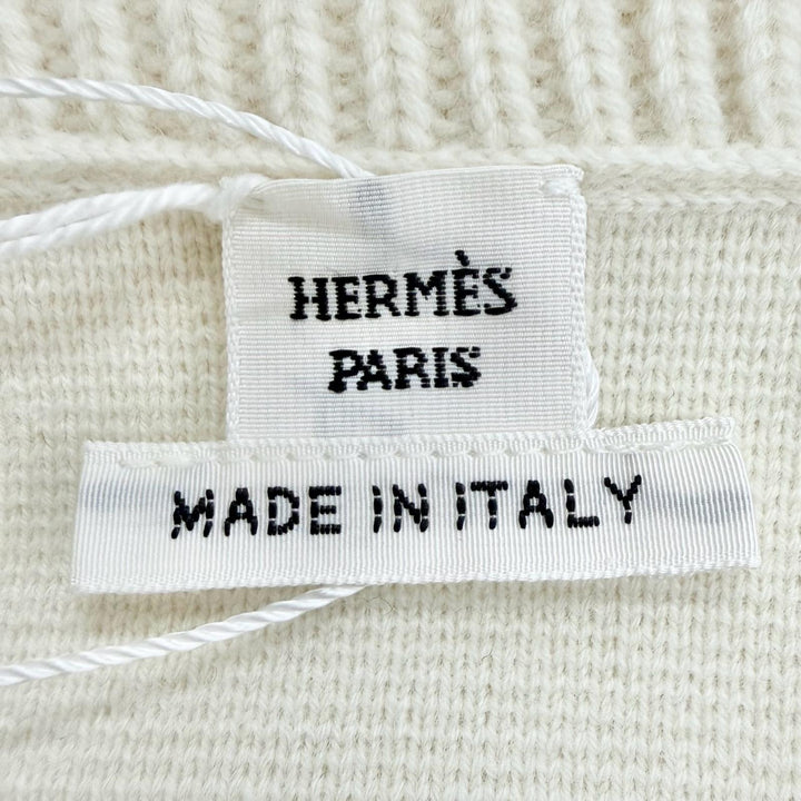 Pristine HERMES Blouson H logo embroidery leather Ivory IT 36 6E2223D3