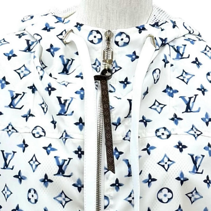 Excellent LOUIS VUITTON Jacket Monogram leather zip-up jacket white Nylon FR 34