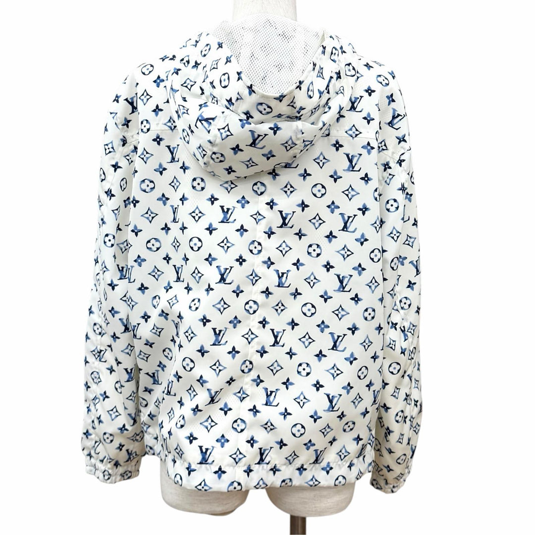 Excellent LOUIS VUITTON Jacket Monogram leather zip-up jacket white Nylon FR 34