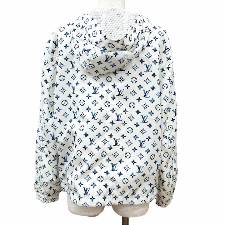 Excellent LOUIS VUITTON Jacket Monogram leather zip-up jacket white Nylon FR 34
