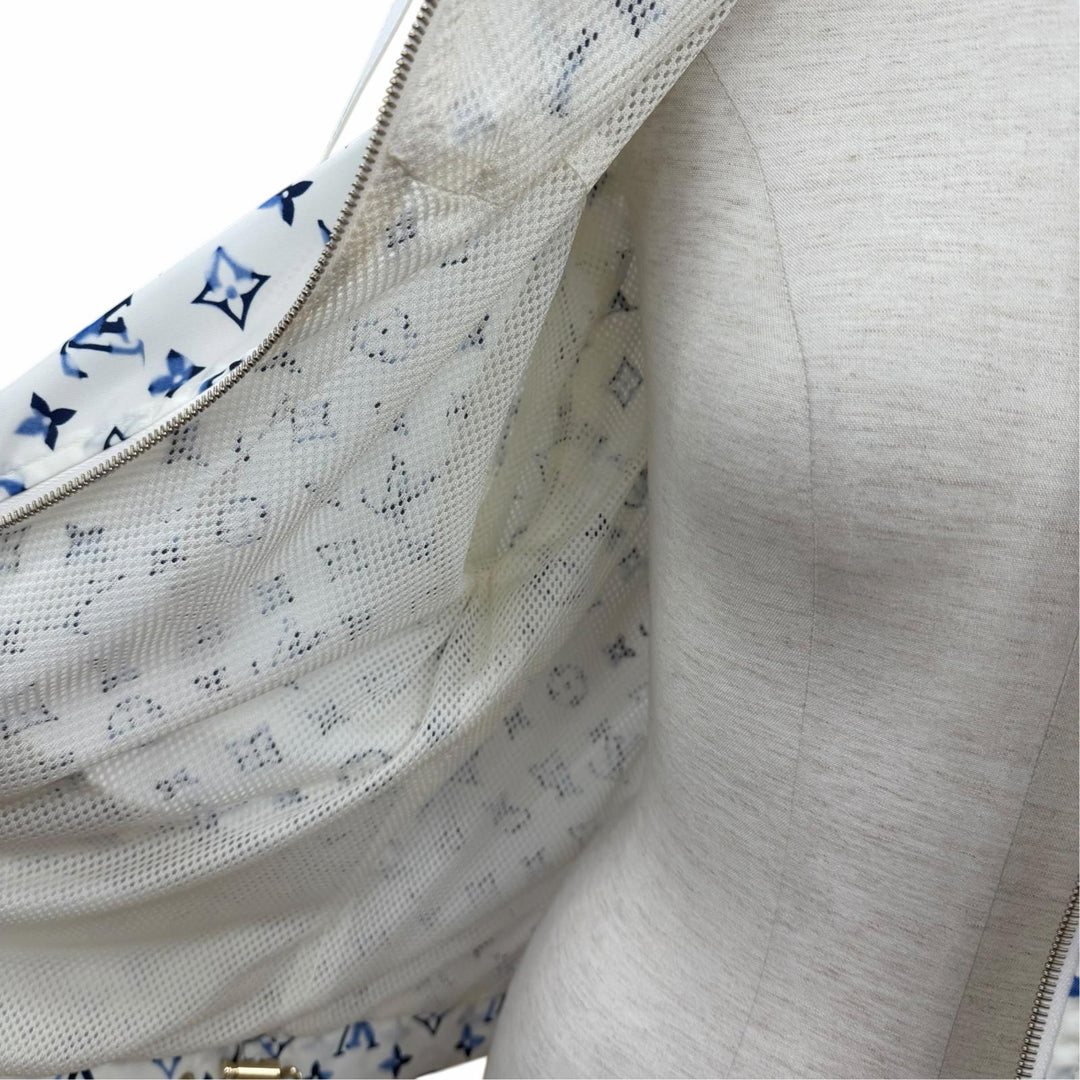 Excellent LOUIS VUITTON Jacket Monogram leather zip-up jacket white Nylon FR 34