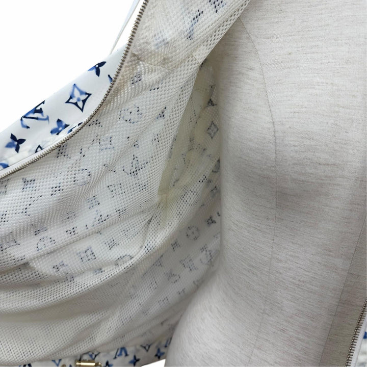 Excellent LOUIS VUITTON Jacket Monogram leather zip-up jacket white Nylon FR 34