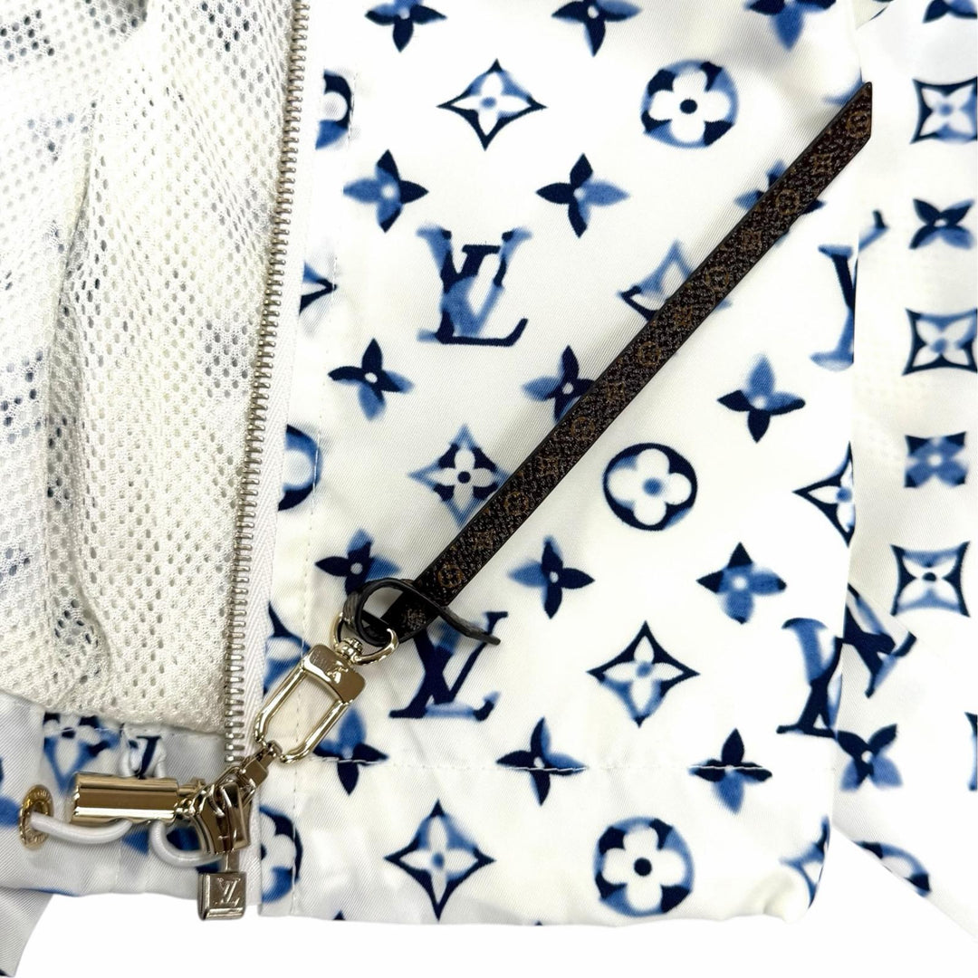 Excellent LOUIS VUITTON Jacket Monogram leather zip-up jacket white Nylon FR 34