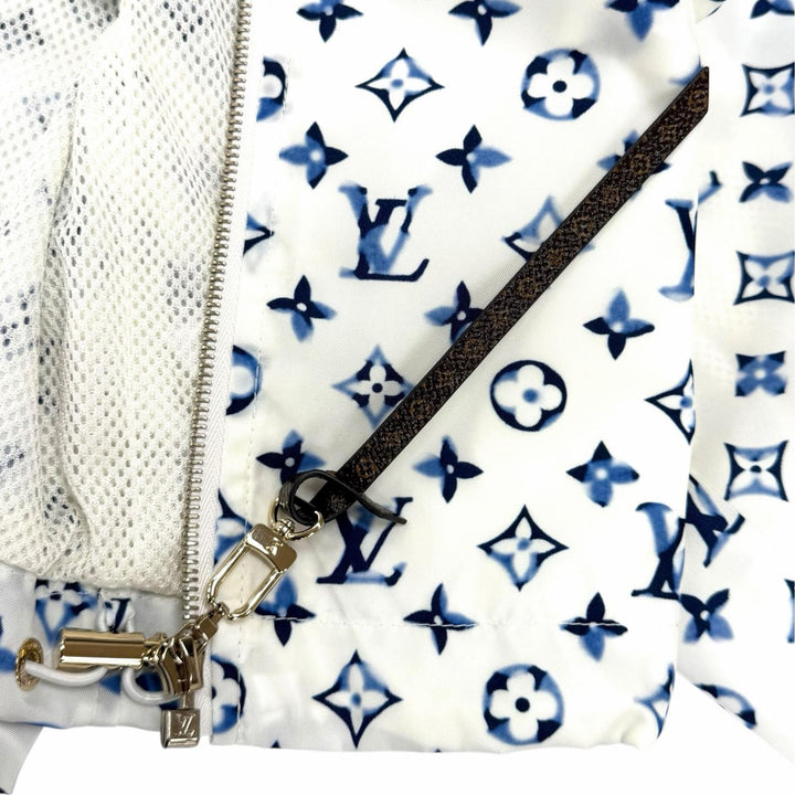 Excellent LOUIS VUITTON Jacket Monogram leather zip-up jacket white Nylon FR 34
