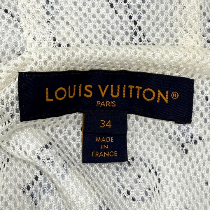 Excellent LOUIS VUITTON Jacket Monogram leather zip-up jacket white Nylon FR 34