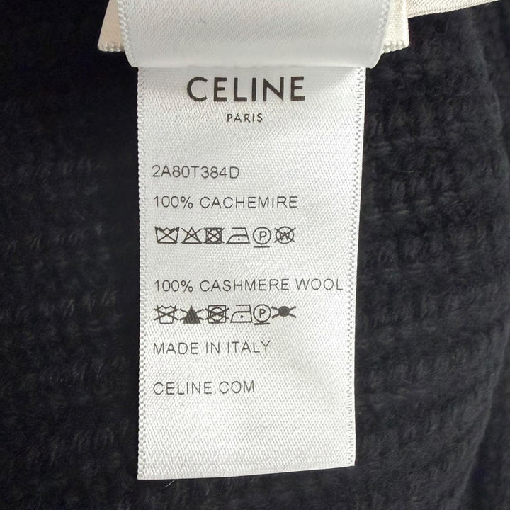 Excellent CELINE hat Trionf Applique Knit Bucket black cashmere mens